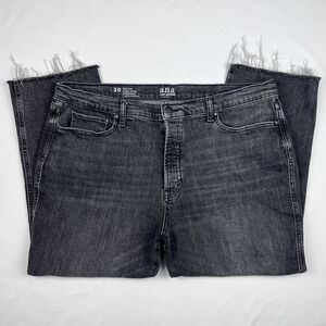 a.n.a. 20 Petite A New Approach High-Rise Straight Raw Hem Denim Black Jeans